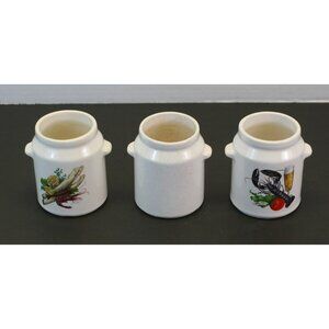VTG Hyalyn USA 907 Seafood Ceramic Soup Crocks Set of 3 w Handles 6 oz 1970s EUC